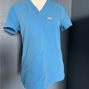 Figs Sky Blue V-Neck Scrub Top